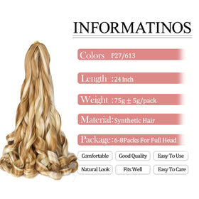 Luoyudu Curly Braiding Hair 24 Inch P27/613 close-up of texture