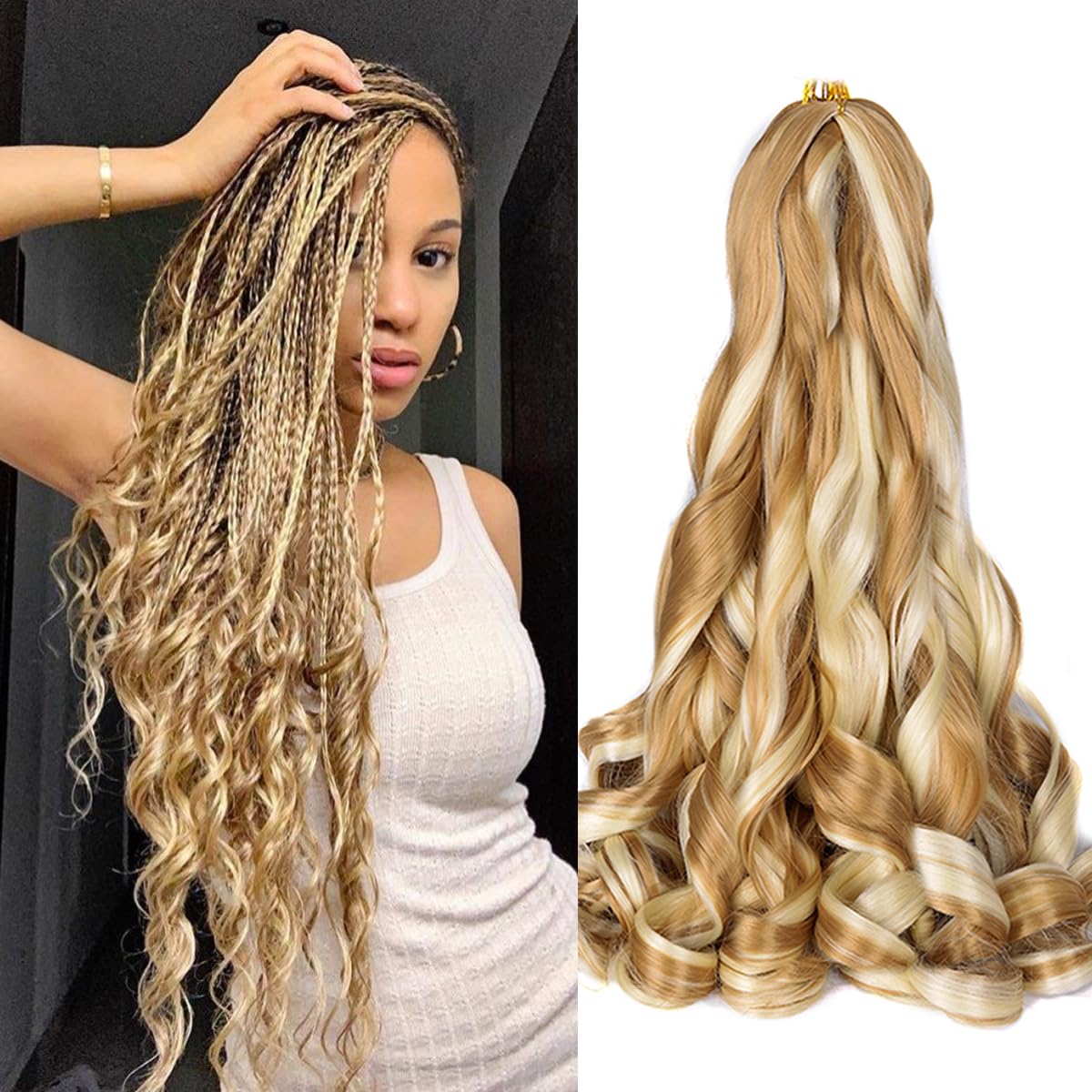 Luoyudu Curly Braiding Hair 24 Inch P27/613 front view