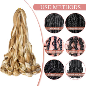 Luoyudu Curly Braiding Hair 24 Inch P27/613 showing multiple styling options