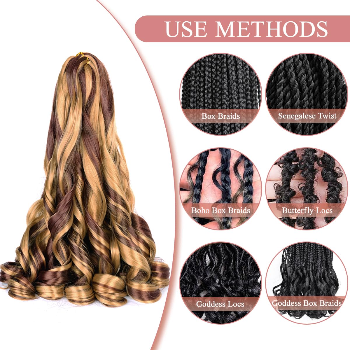 Luoyudu Curly Braiding Hair 8 packs P27/33 back view