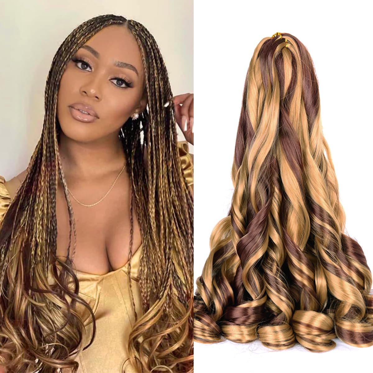 Luoyudu Curly Braiding Hair 8 packs P27/33 front view