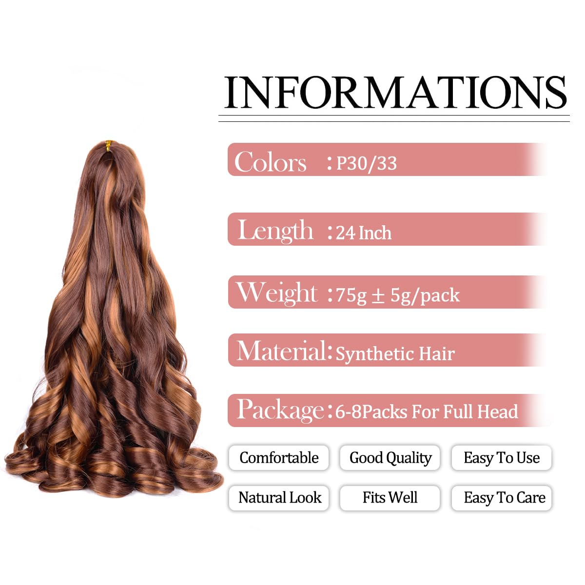 Luoyudu Curly Crochet Hair Extensions packaging with care instructions