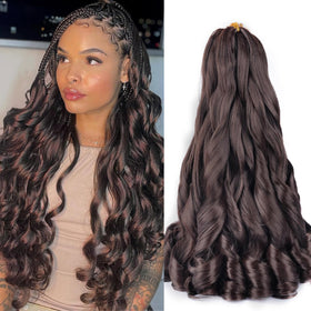 Luoyudu French Curl Braiding Hair 18 Inch front view with soft bouncy texture