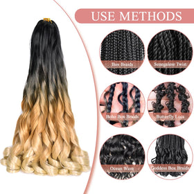Luoyudu French Curl Braiding Hair 24 Inch Ombre Blonde styled in twists