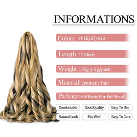 Luoyudu French Curl Braiding Hair 24 Inch P27/33 packaging
