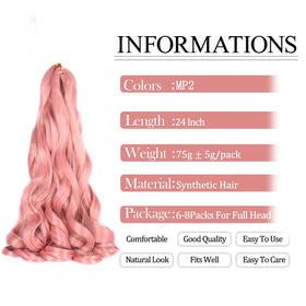 Luoyudu French Curl Braiding Hair 24 Inch Pink packaging