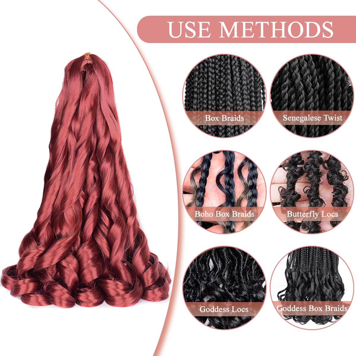 Luoyudu French Curl Braiding Hair 24inch loose wavy hairstyle