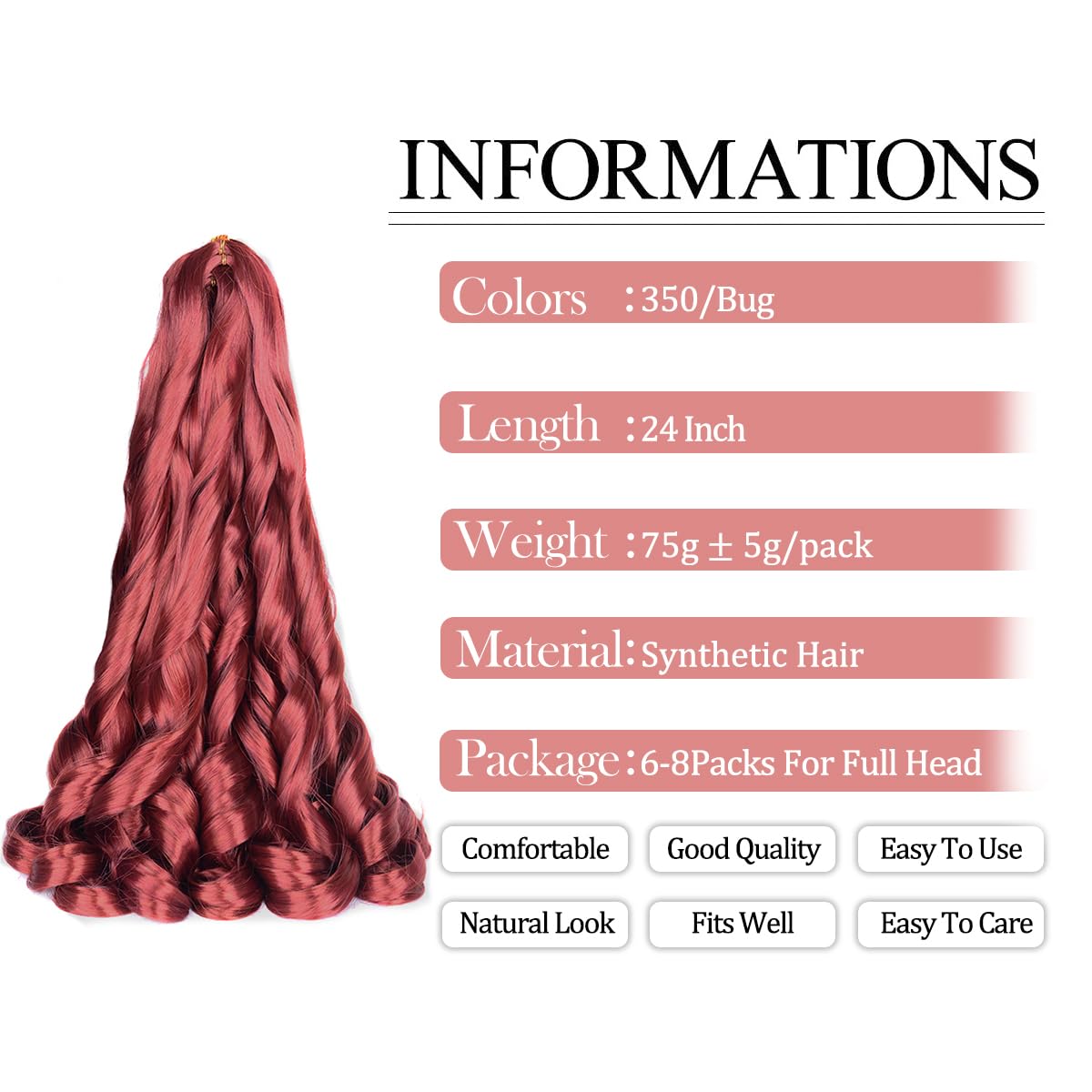 Luoyudu French Curl Braiding Hair 24inch side view