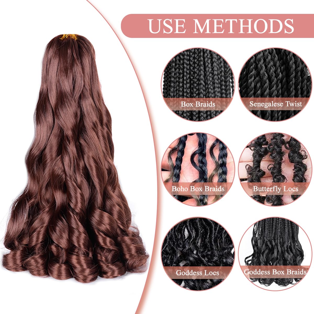 Luoyudu French Curl Braiding Hair 33# 16 Inch curly texture close-up