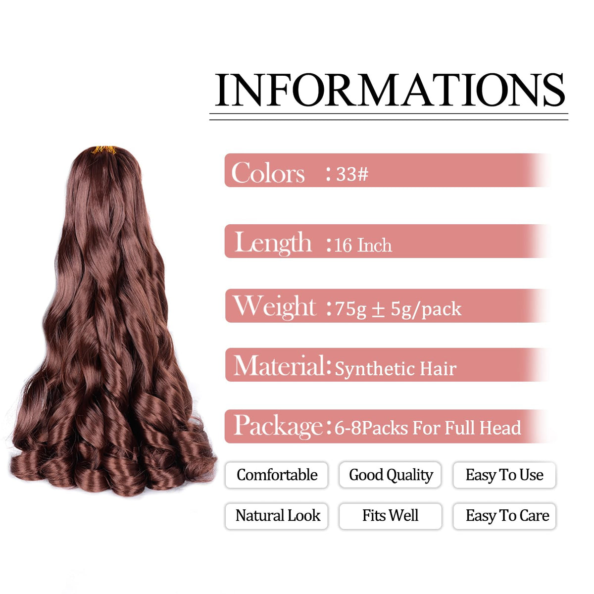 Luoyudu French Curl Braiding Hair 33# 16 Inch packaging