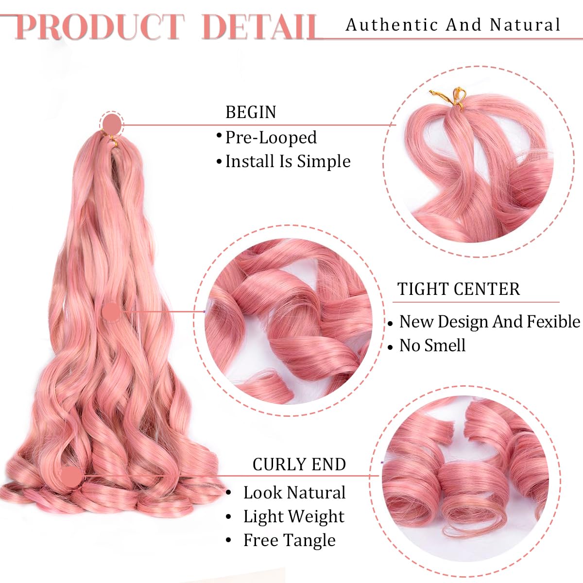 Luoyudu French Curl Braiding Hair loose wave texture close-up