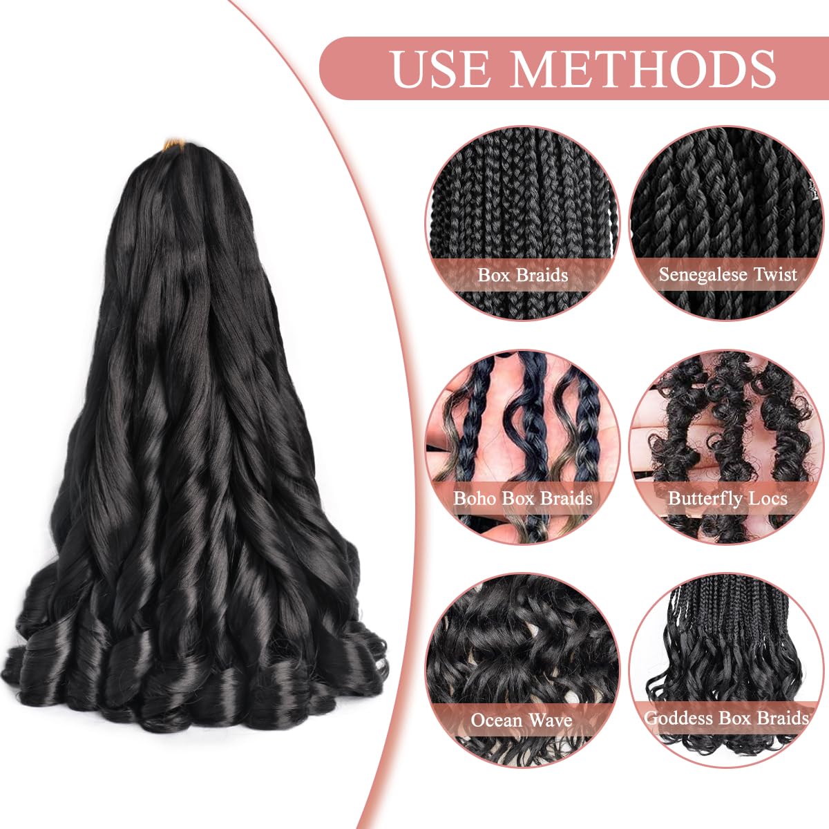 Luoyudu French Curly Braiding Hair 18 Inch in a hairstyle