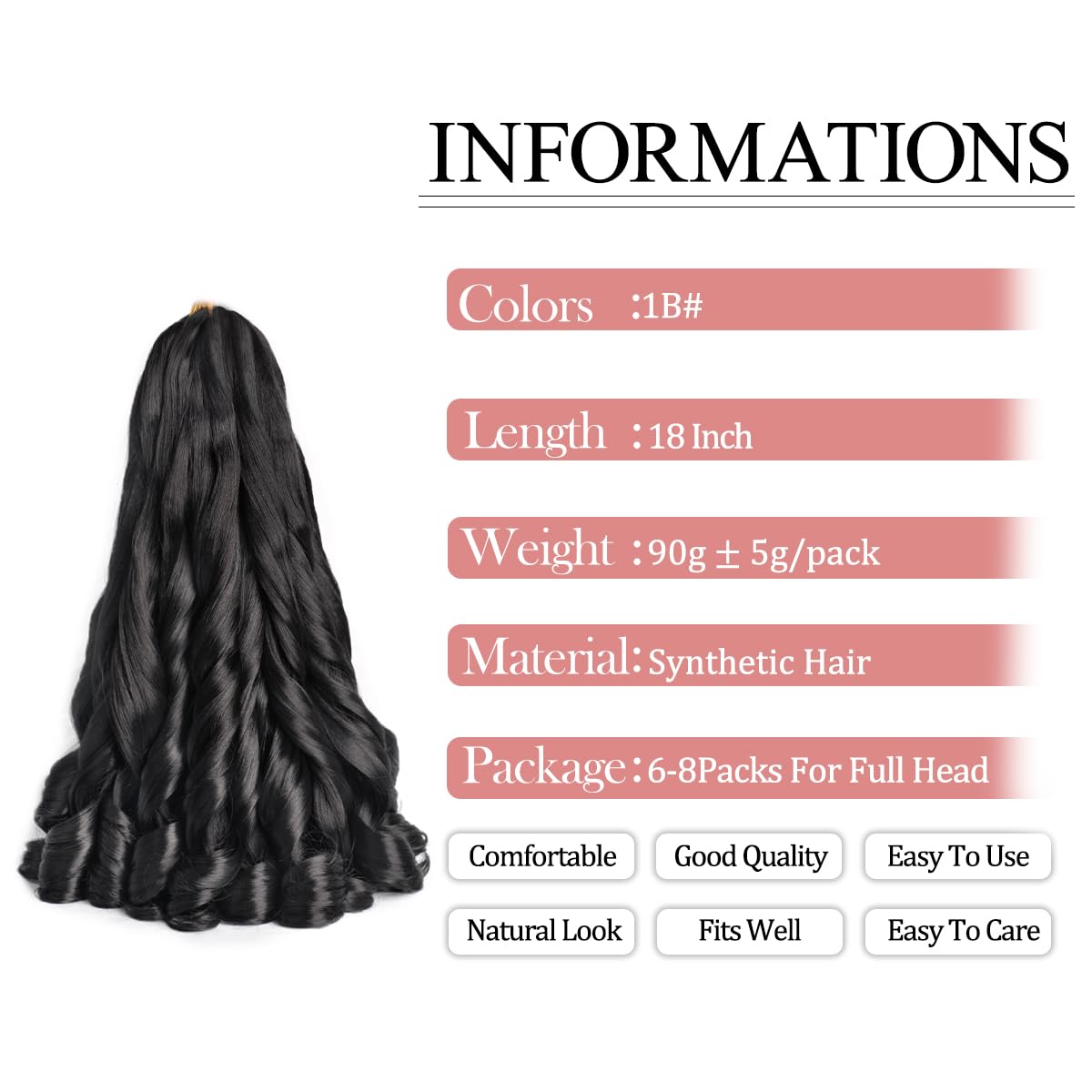Luoyudu French Curly Braiding Hair 18 Inch packaging