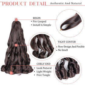 Luoyudu French Curly Braiding Hair 24 Inch #4 Brown close-up of curls