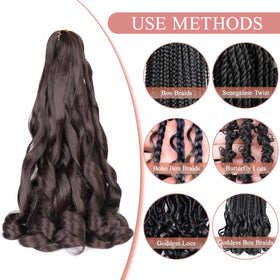 Luoyudu French Curly Braiding Hair 24 Inch #4 Brown styled in box braids