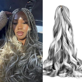 Luoyudu French Curly Braiding Hair 8 Pack Mixed Grey front view