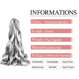 Luoyudu French Curly Braiding Hair 8 Pack Mixed Grey packaging