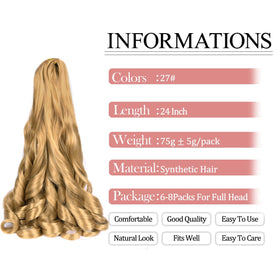 Luoyudu French Curly Braiding Hair Extensions 24 inch back view