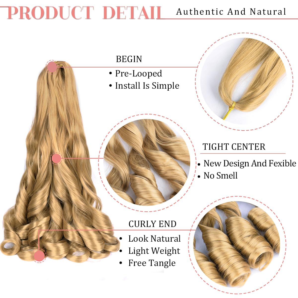 Luoyudu French Curly Braiding Hair Extensions 24 inch side view