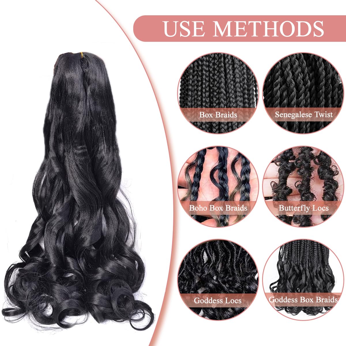 Luoyudu French Curly Braiding Hair in various styles