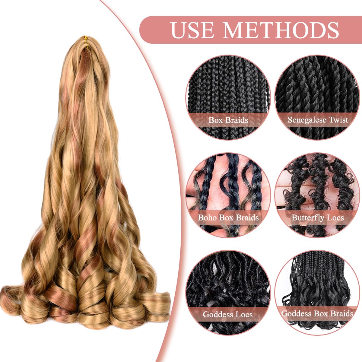 Luoyudu French Curly Braiding Hair P27/30 with spray bottle