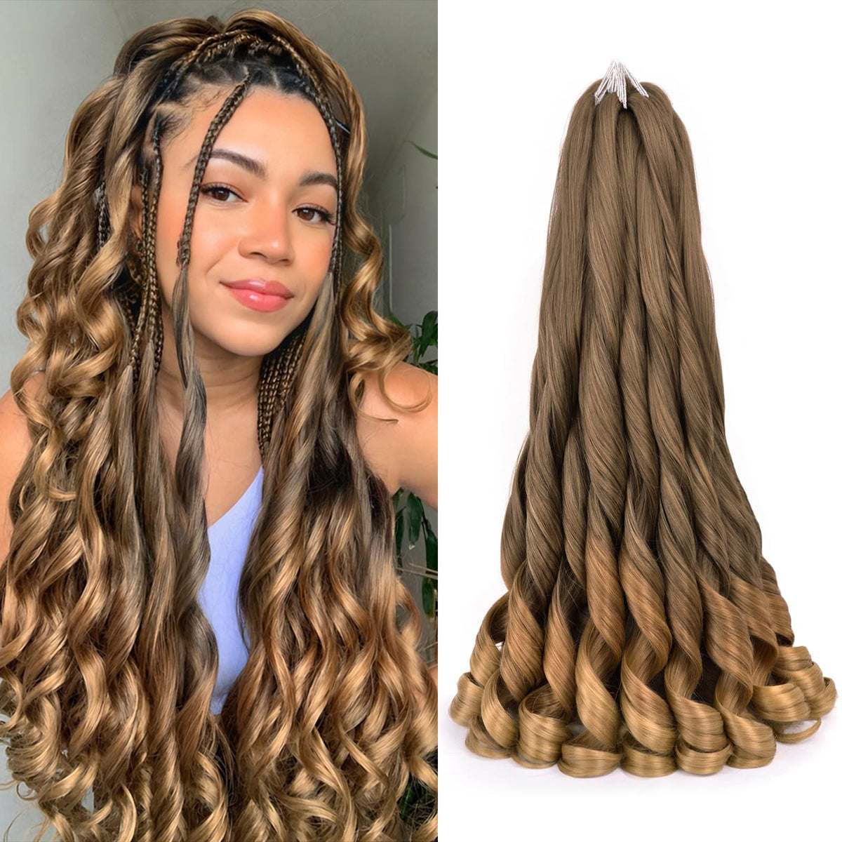 Luoyudu French Curly Braiding Hair pack front view