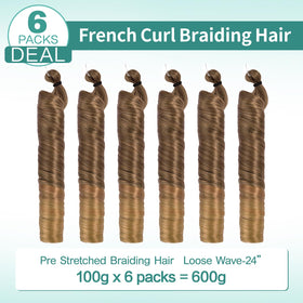 Luoyudu French Curly Braiding Hair styled on a mannequin