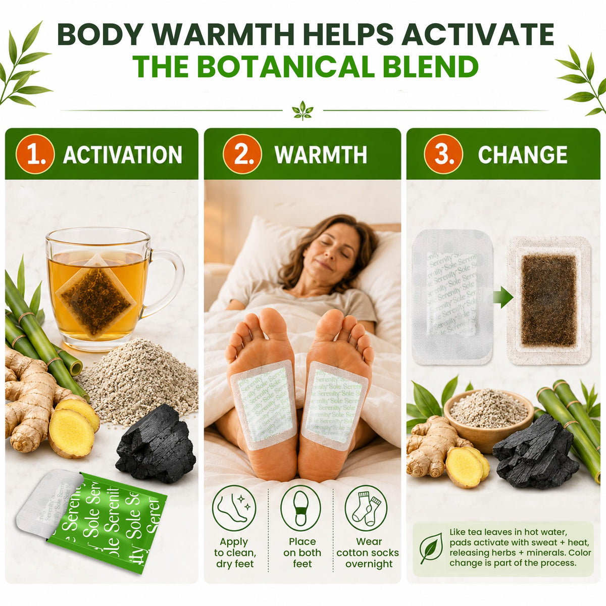 LURE Sole Serenity Foot Pads in a relaxing bedroom setting
