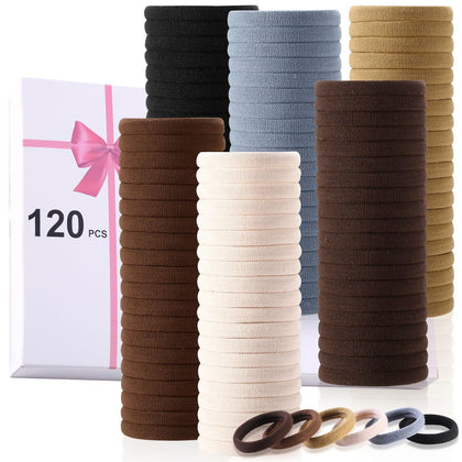LuSeren 120 Pcs No Damage Hair Ties in neutral colours front view