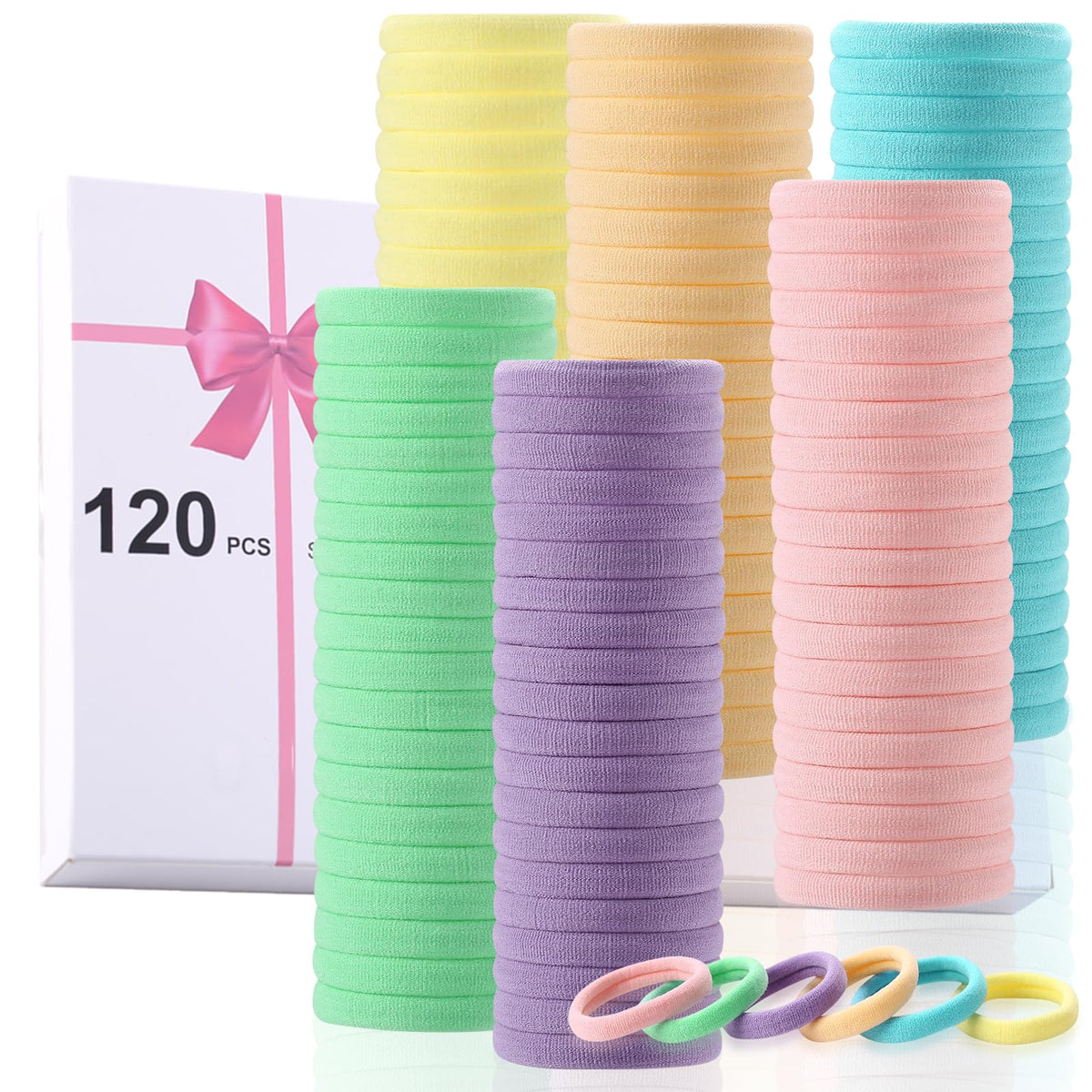 LuSeren 120 Pcs No Damage Hair Ties in premium gift box