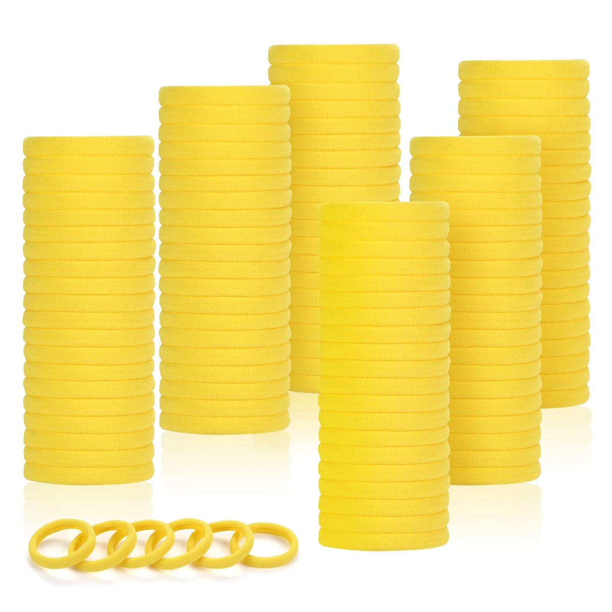 LuSeren 120 Pcs yellow hair ties front view