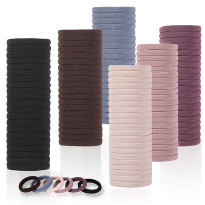 LuSeren 120PCS Soft Hair Ties assorted neutral colours front view