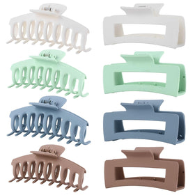 LuSeren 8 pack large hair claw clips in assorted colours