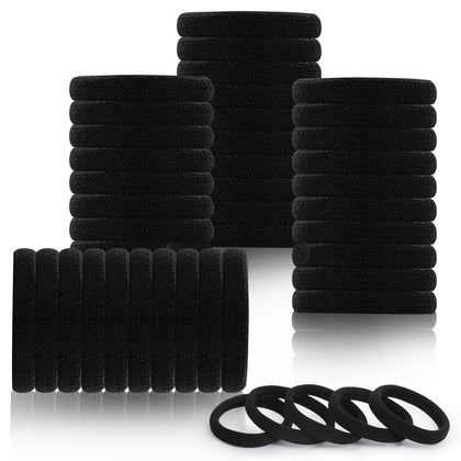 LuSeren 80pcs black thick hair ties front view