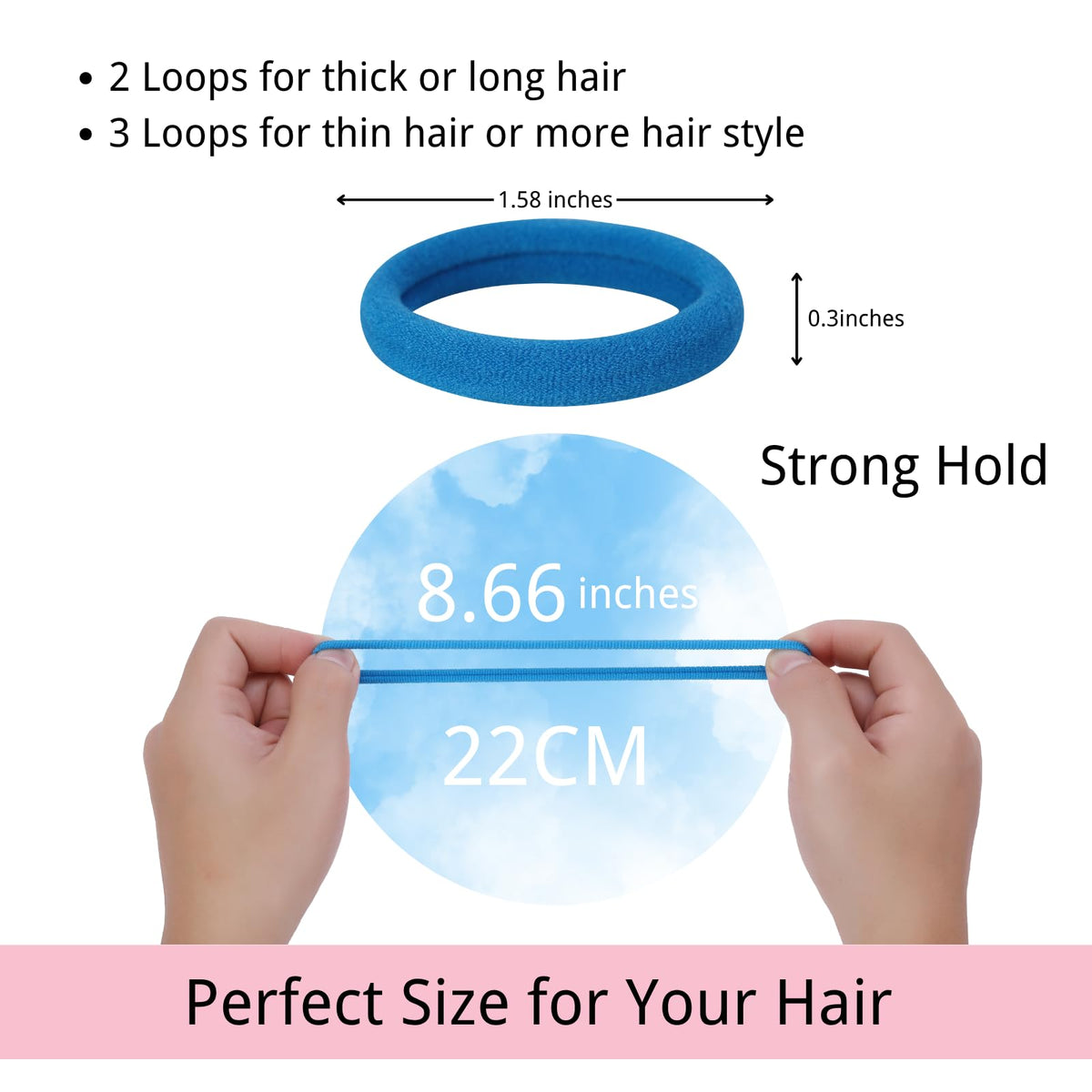 LuSeren blue hair ties assorted shades displayed
