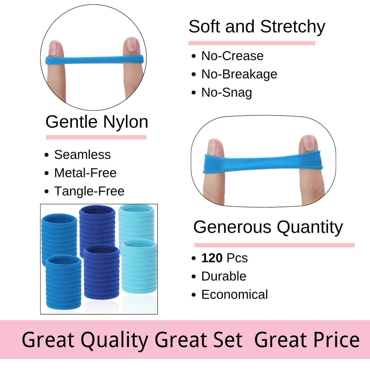 LuSeren hair ties close-up showing soft elastic material