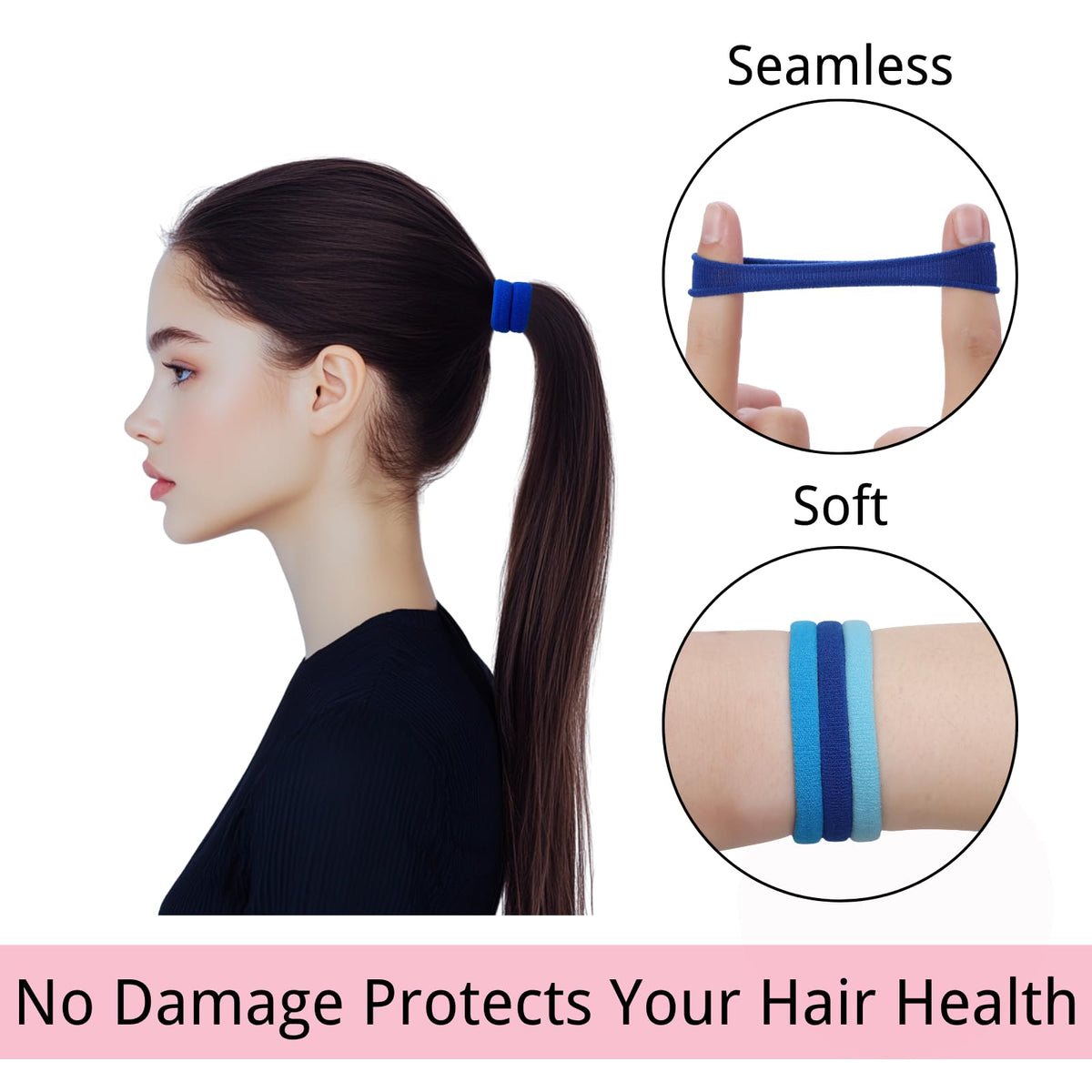 LuSeren hair ties in use styled in a ponytail