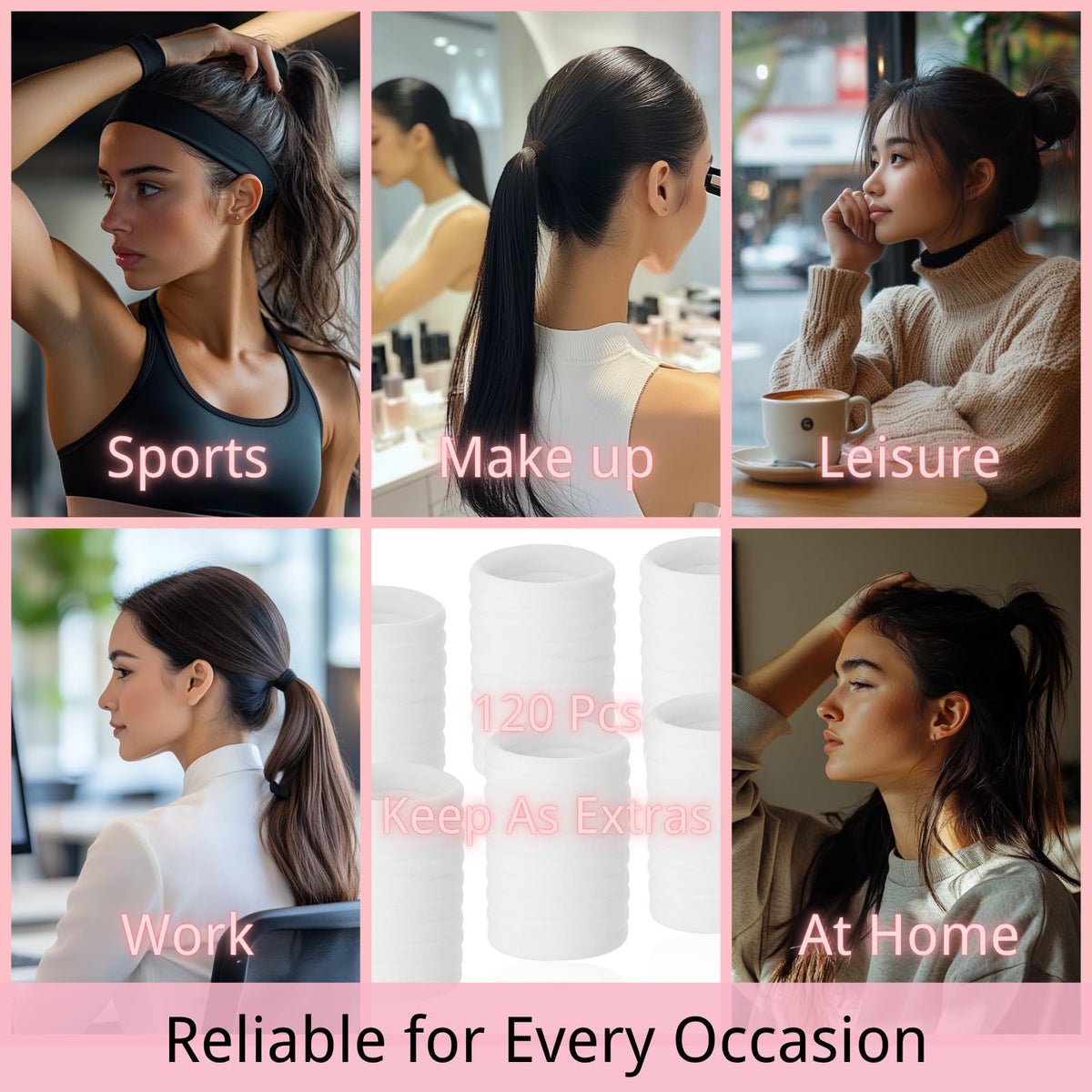 LuSeren hair ties in use, styled ponytail