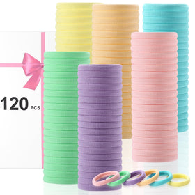 LuSeren hair ties on a bathroom counter