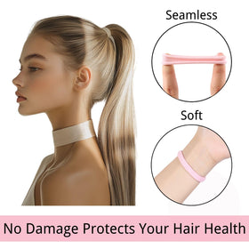 LuSeren hair ties on a model's ponytail