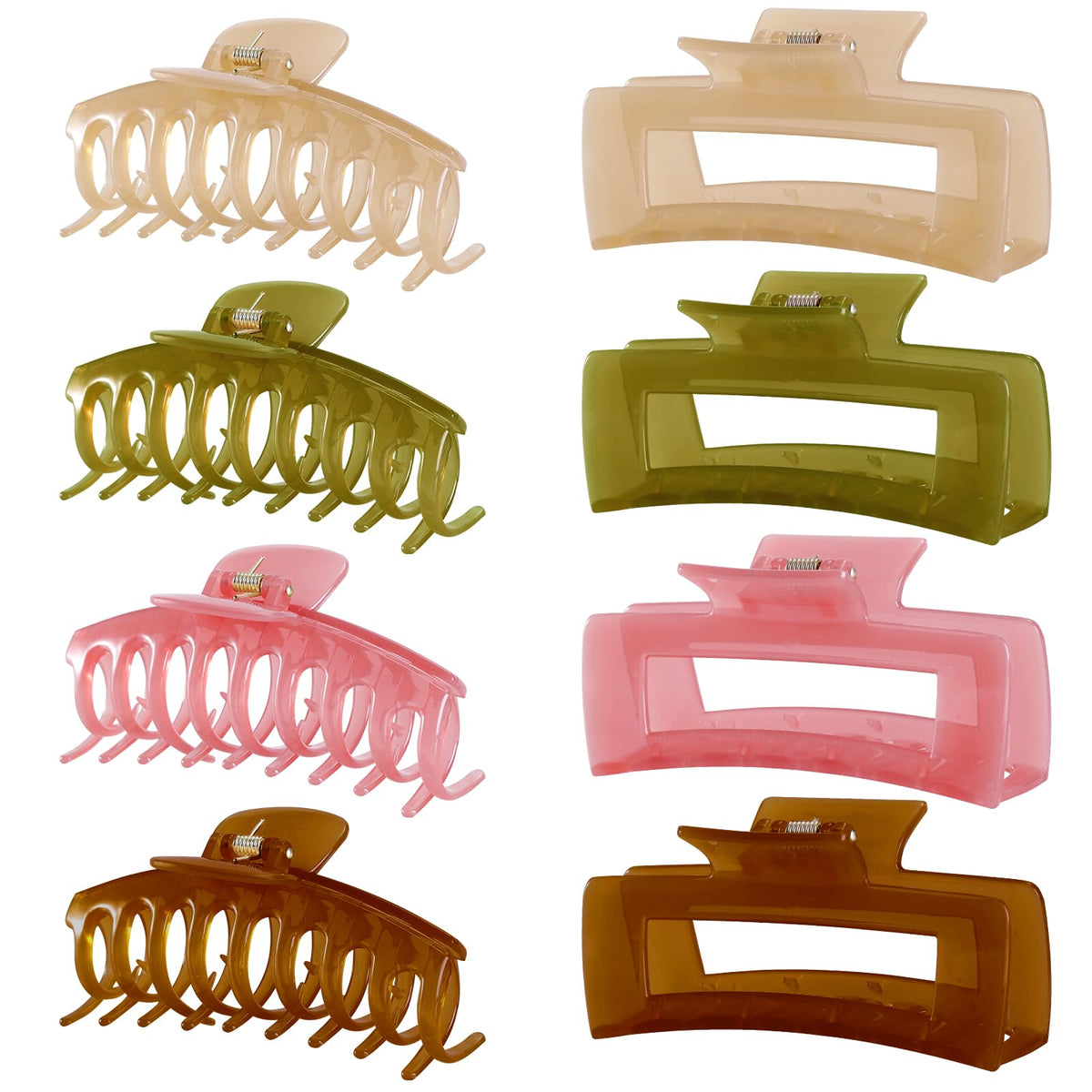 LuSeren Jelly Hair Clips 8 Pack in assorted colours front view