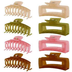 LuSeren Jelly Hair Clips 8 Pack in assorted colours front view