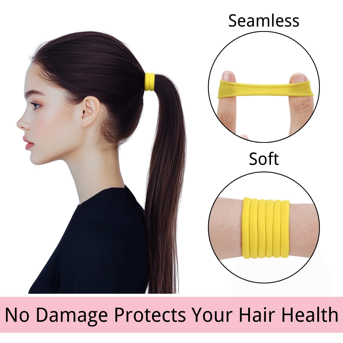 LuSeren yellow hair ties displayed with accessories