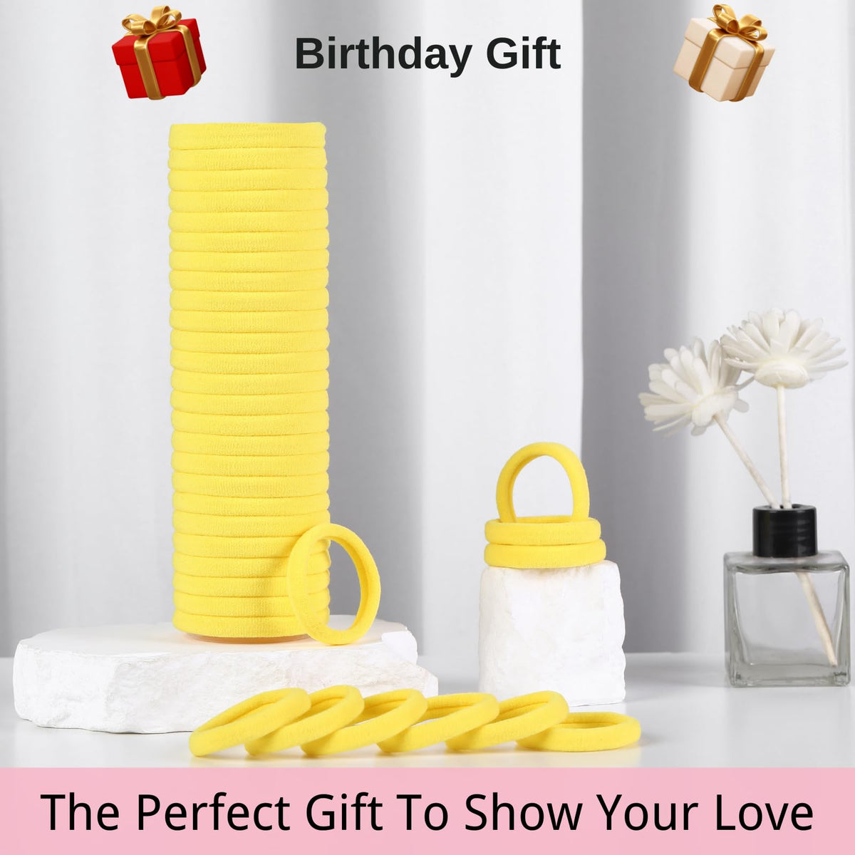 LuSeren yellow hair ties in a lifestyle setting