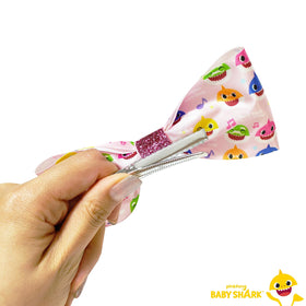LUV HER Baby Shark Hair Bow set displayed on a card