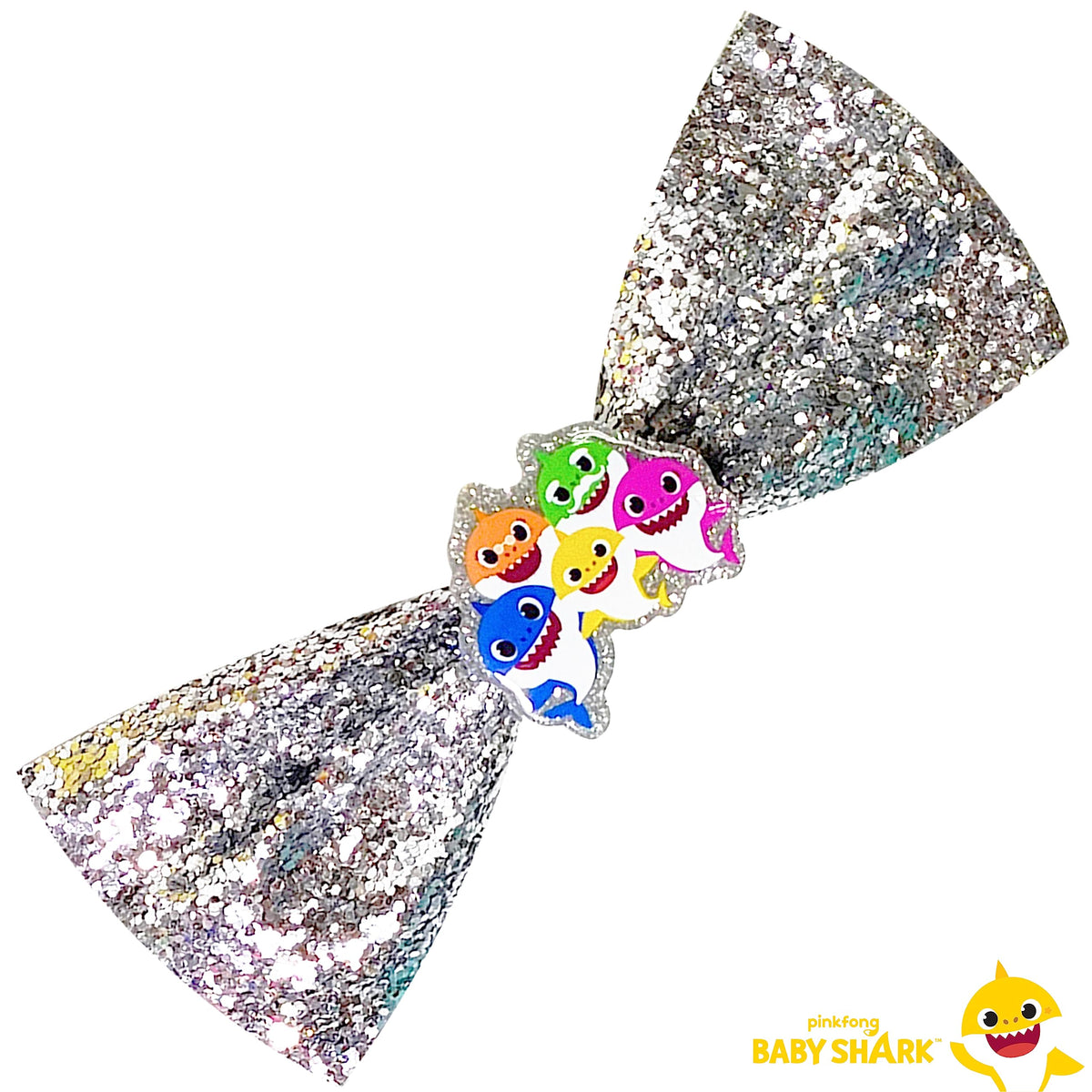 LUV HER Baby Shark Hair Bows showing non-slip grip ties