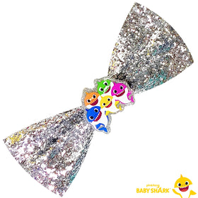 LUV HER Baby Shark Hair Bows showing non-slip grip ties