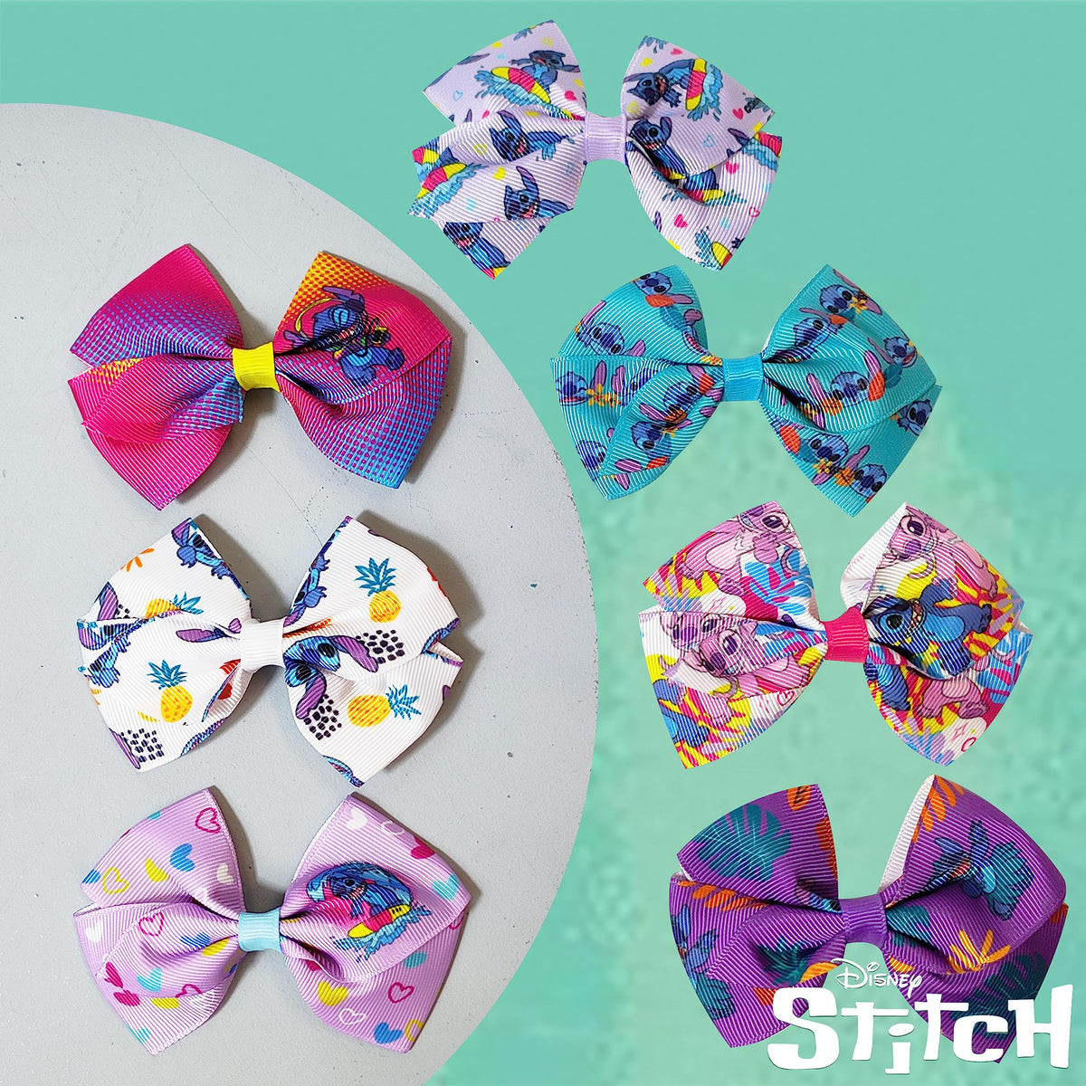 LUV HER Disney Stitch Hair Bow displayed on a table