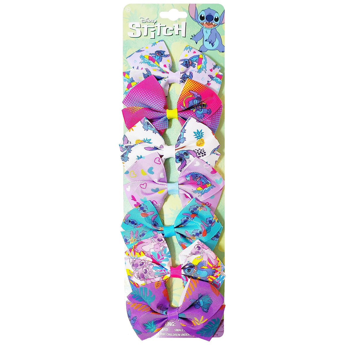 LUV HER Disney Stitch Hair Bows front view showing all 7 pieces