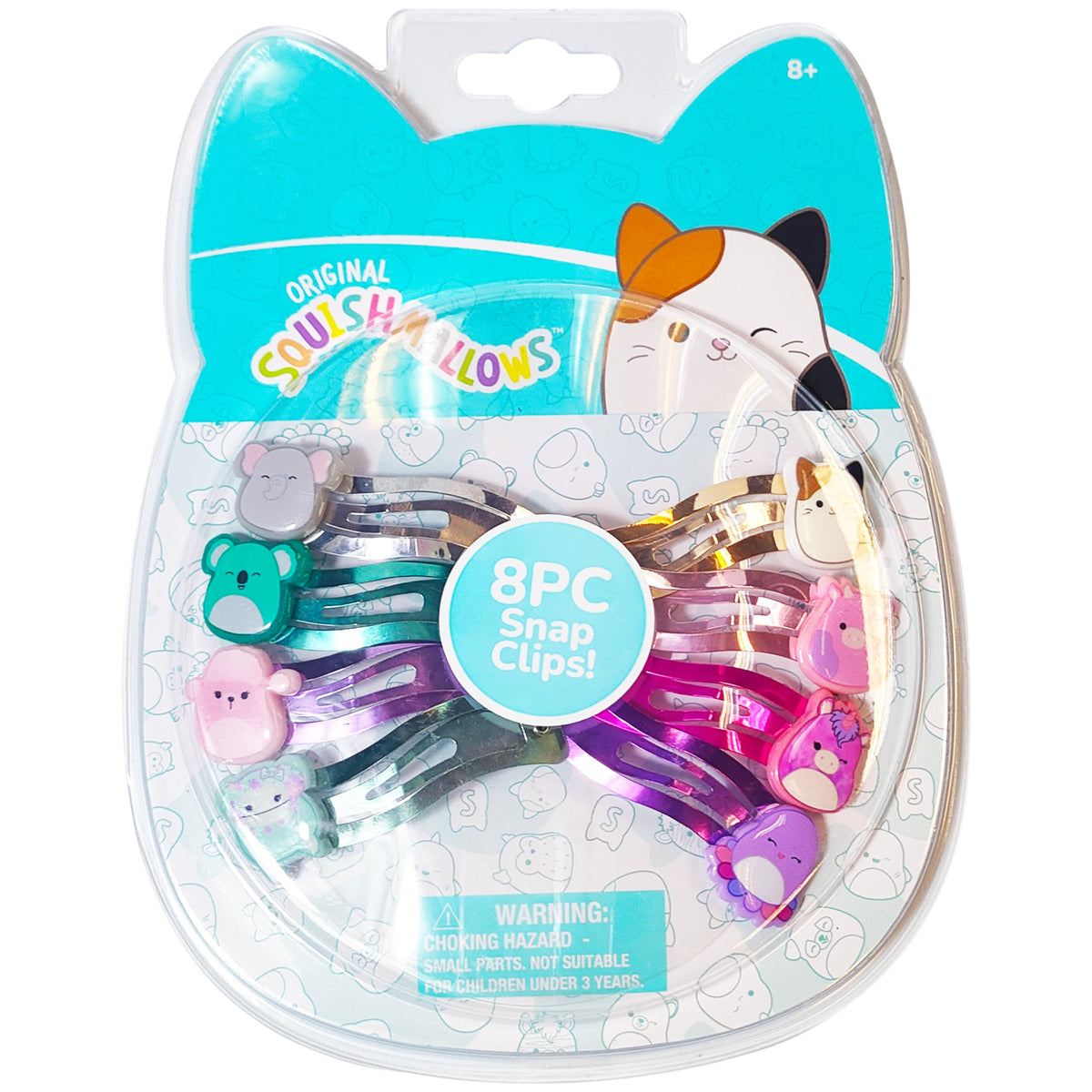 LUV HER Kids Hair Clips 8 Pack colourful snap clips front view